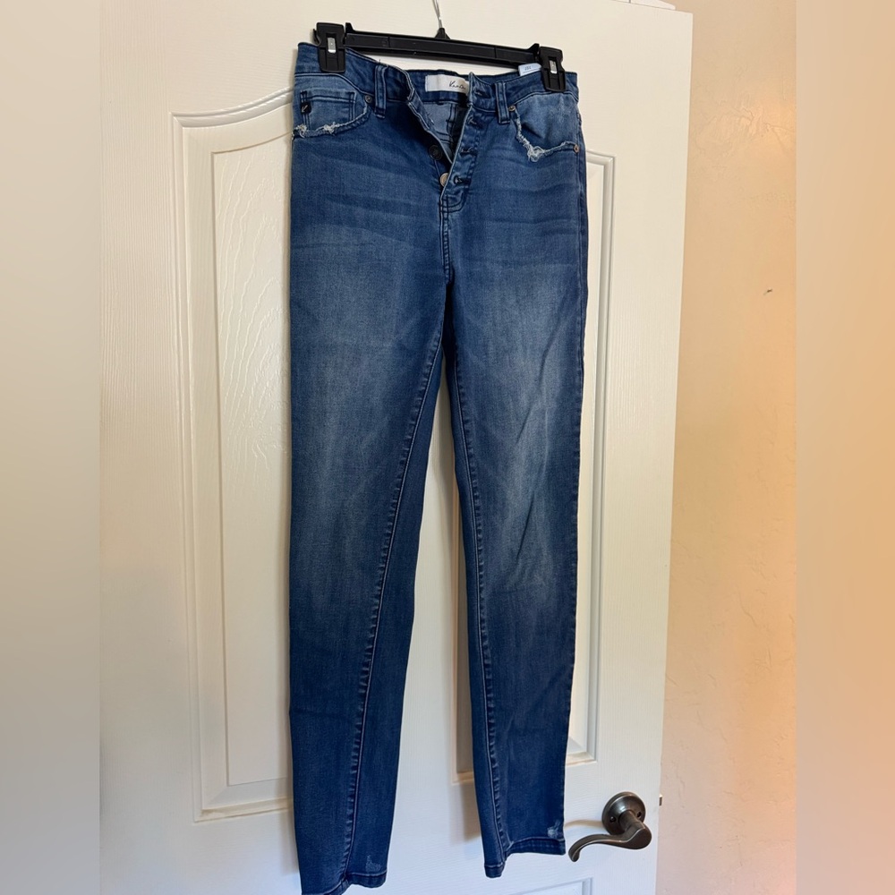 KanCan Blue Skinny Jeans with Faded Wash